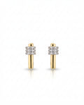 Rectangular Crystal Huggie Hoop Earrings - Gold