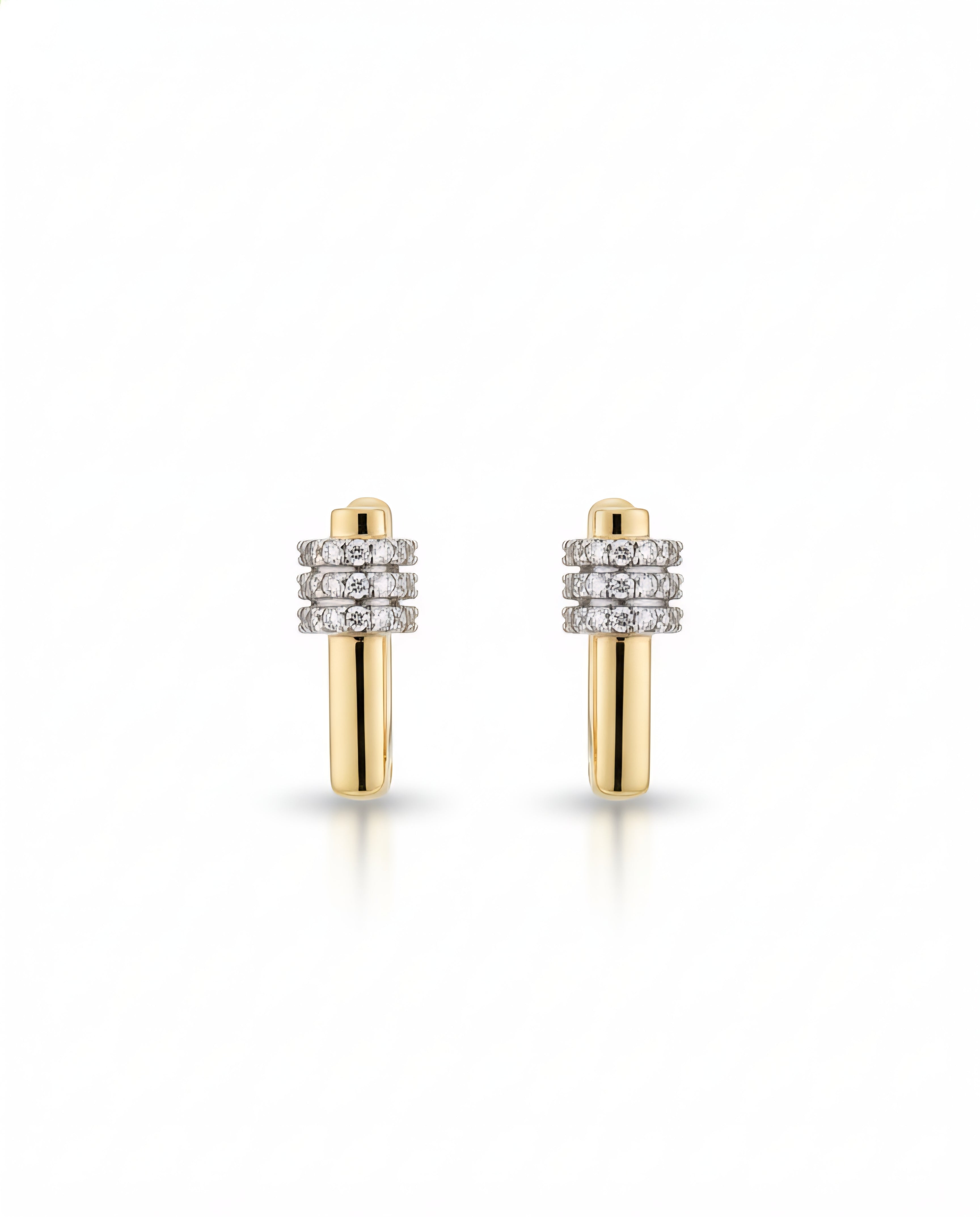 Rectangular Crystal Huggie Hoop Earrings - Gold