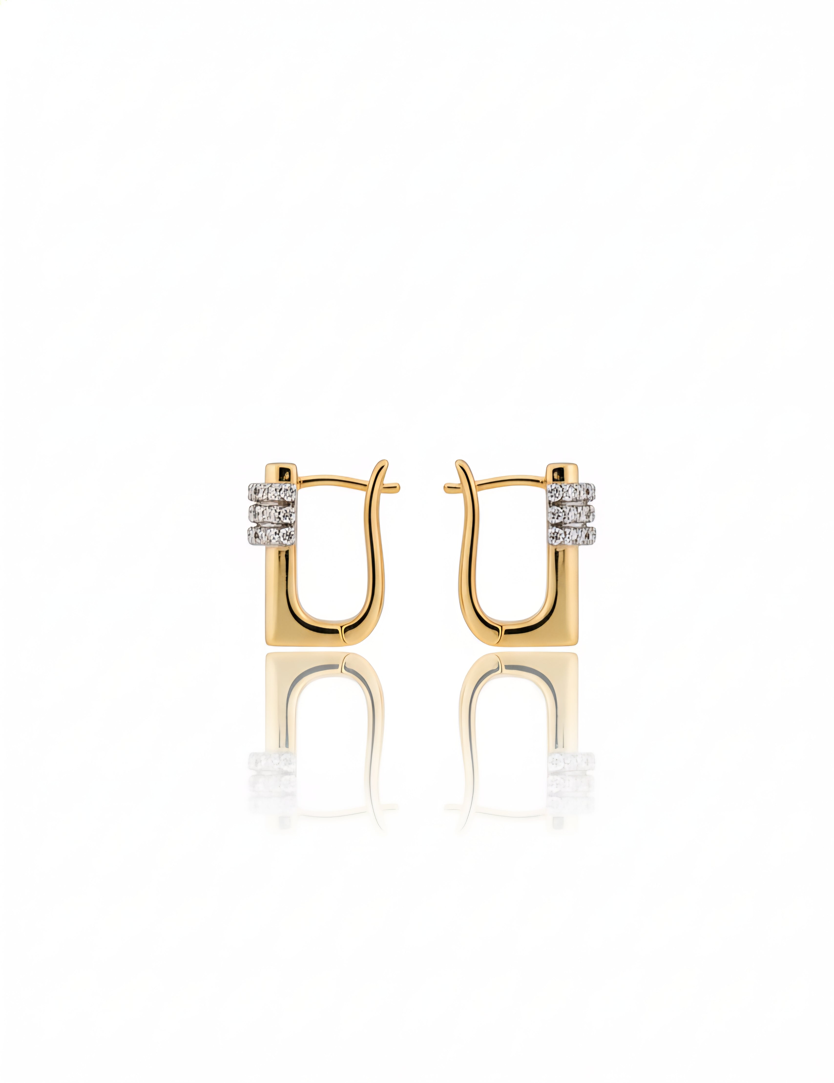 Rectangular Crystal Huggie Hoop Earrings - Gold