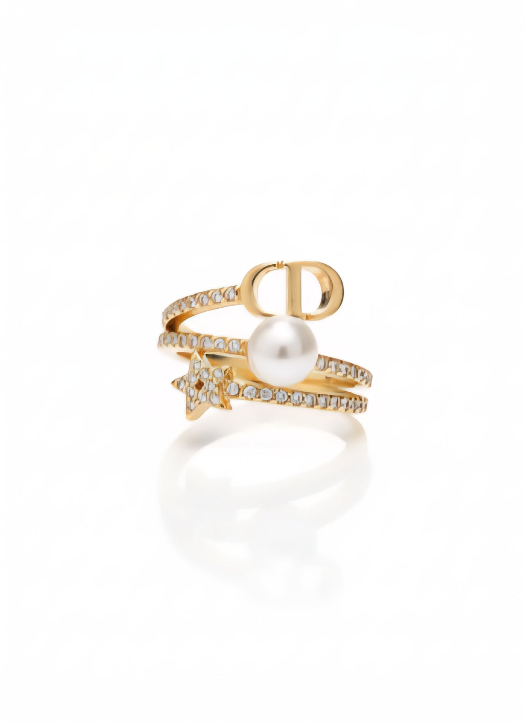 Pearl Star Crystal Stacking Ring Set - Gold