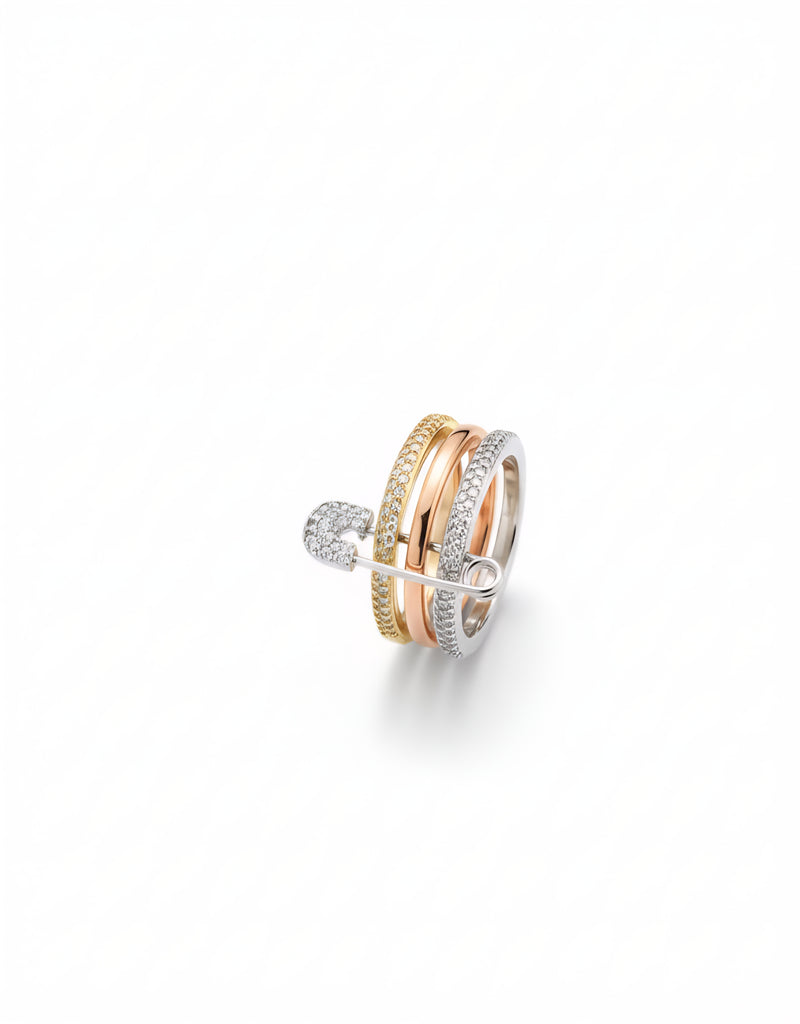 Tri-Tone Crystal Stacking Ring