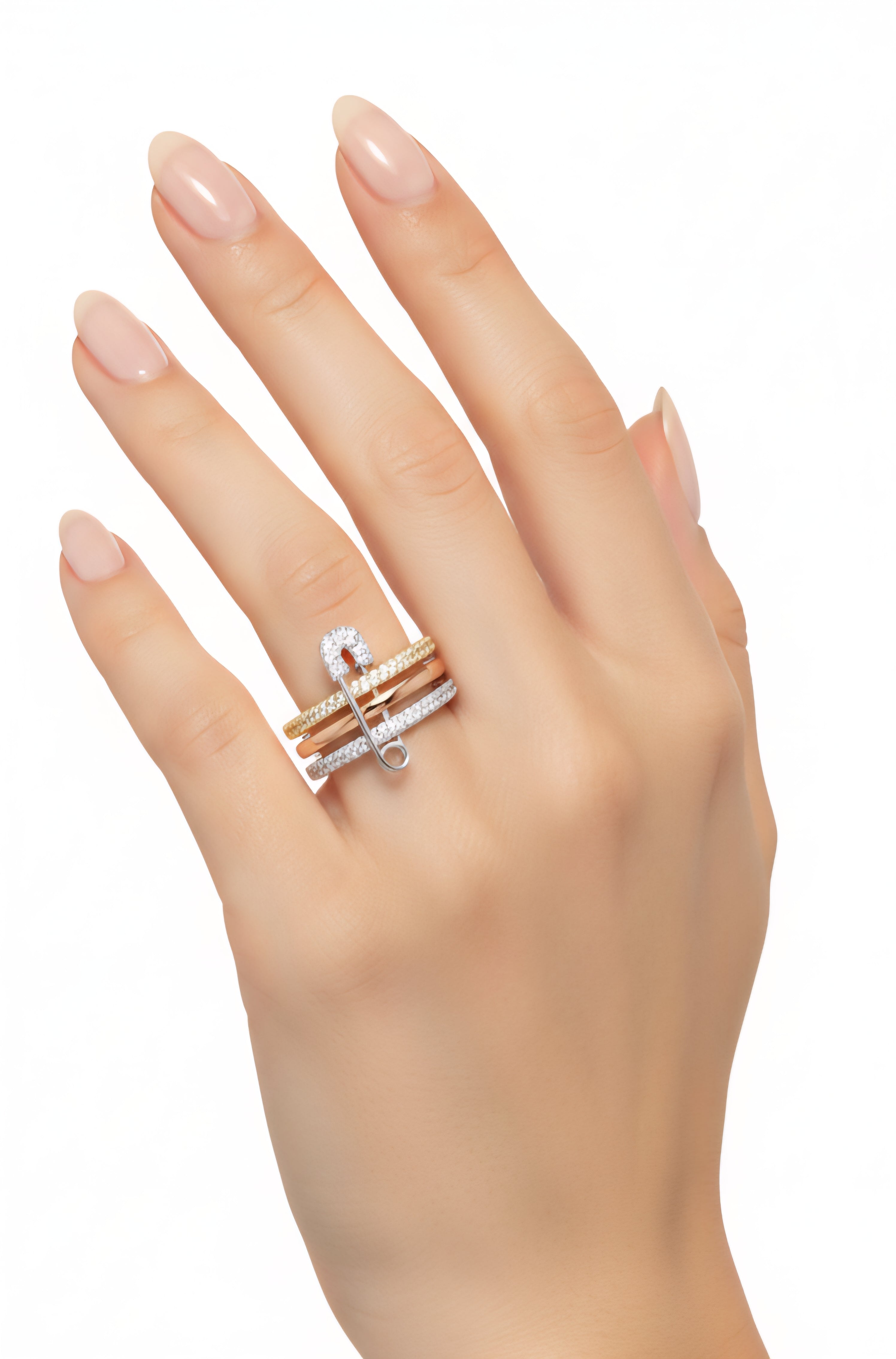Tri-Tone Crystal Stacking Ring
