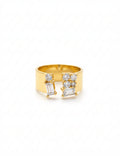 Baguette Crystal Open Band Ring - Gold
