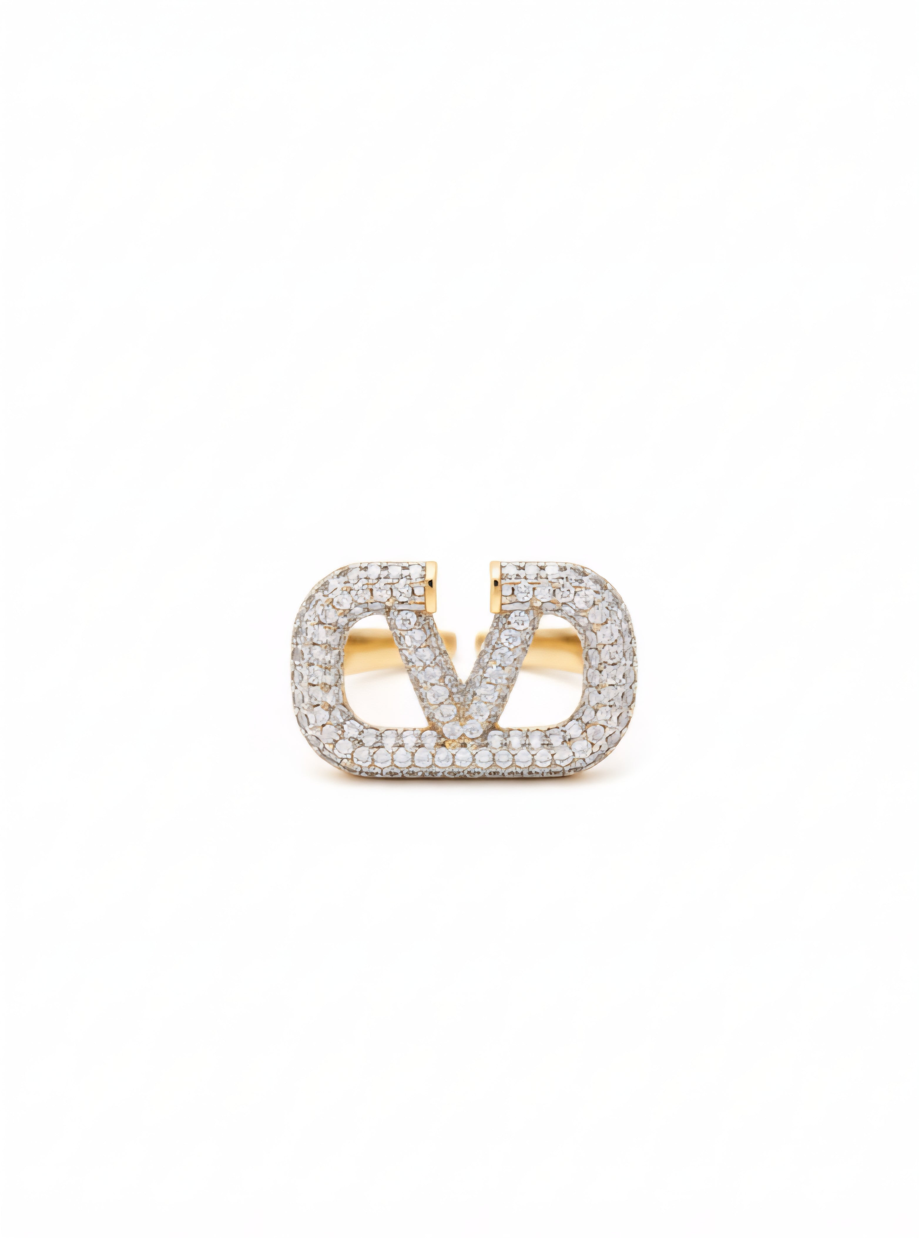 Crystal V Statement Ring - Gold