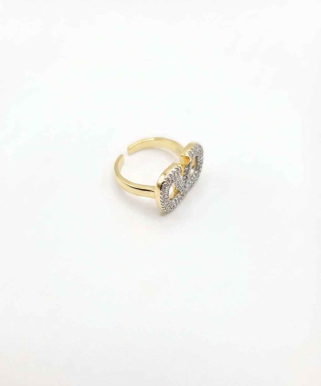Crystal V Statement Ring - Gold