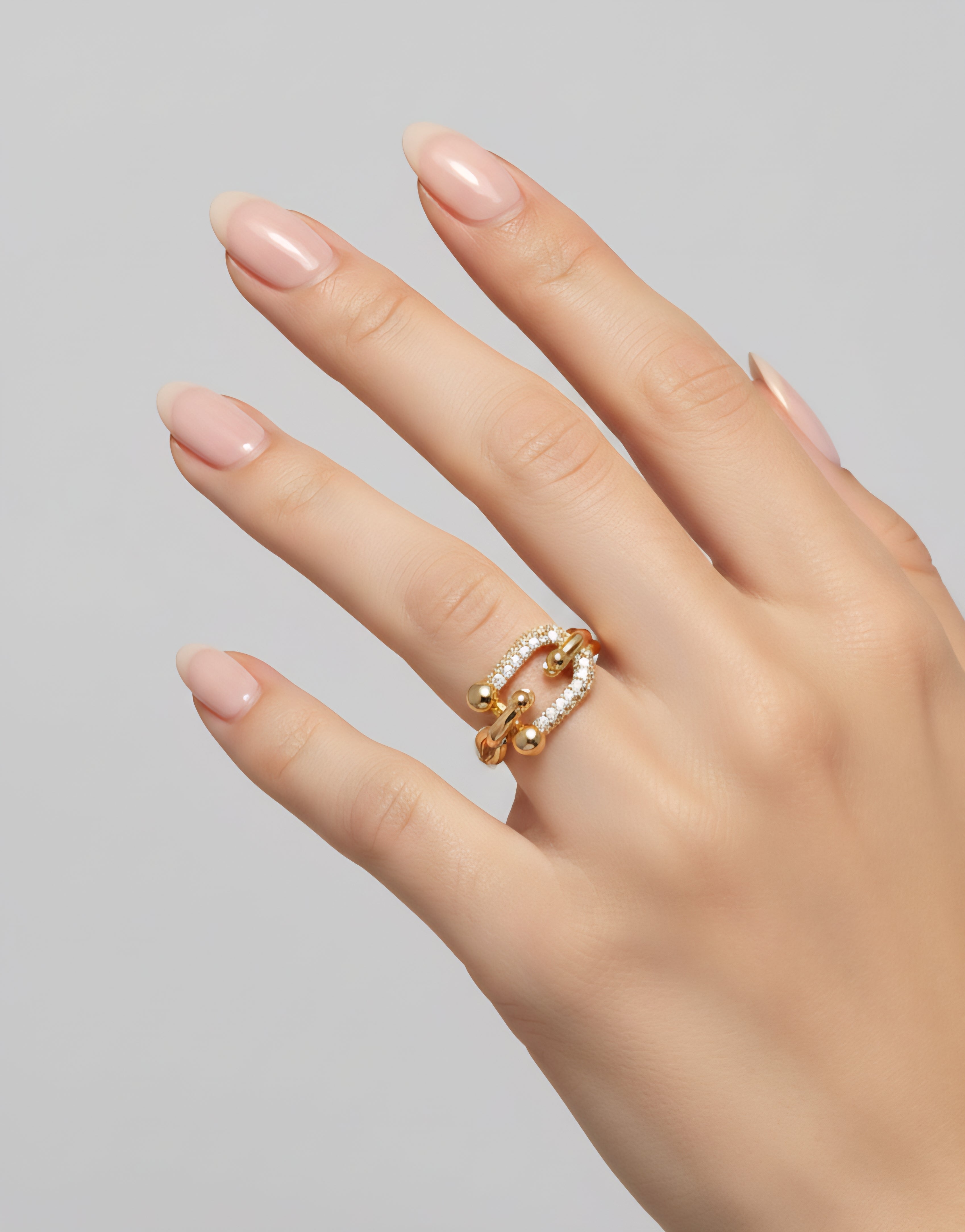 Chain Link Crystal Ring - Gold
