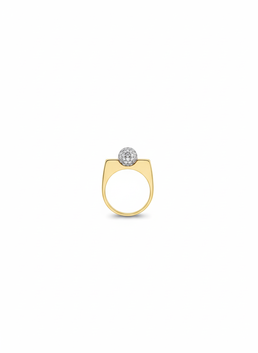 Crystal Sphere Statement Ring - Gold