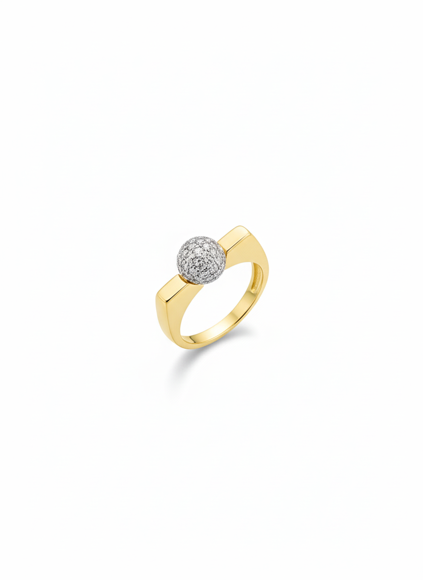 Crystal Sphere Statement Ring - Gold