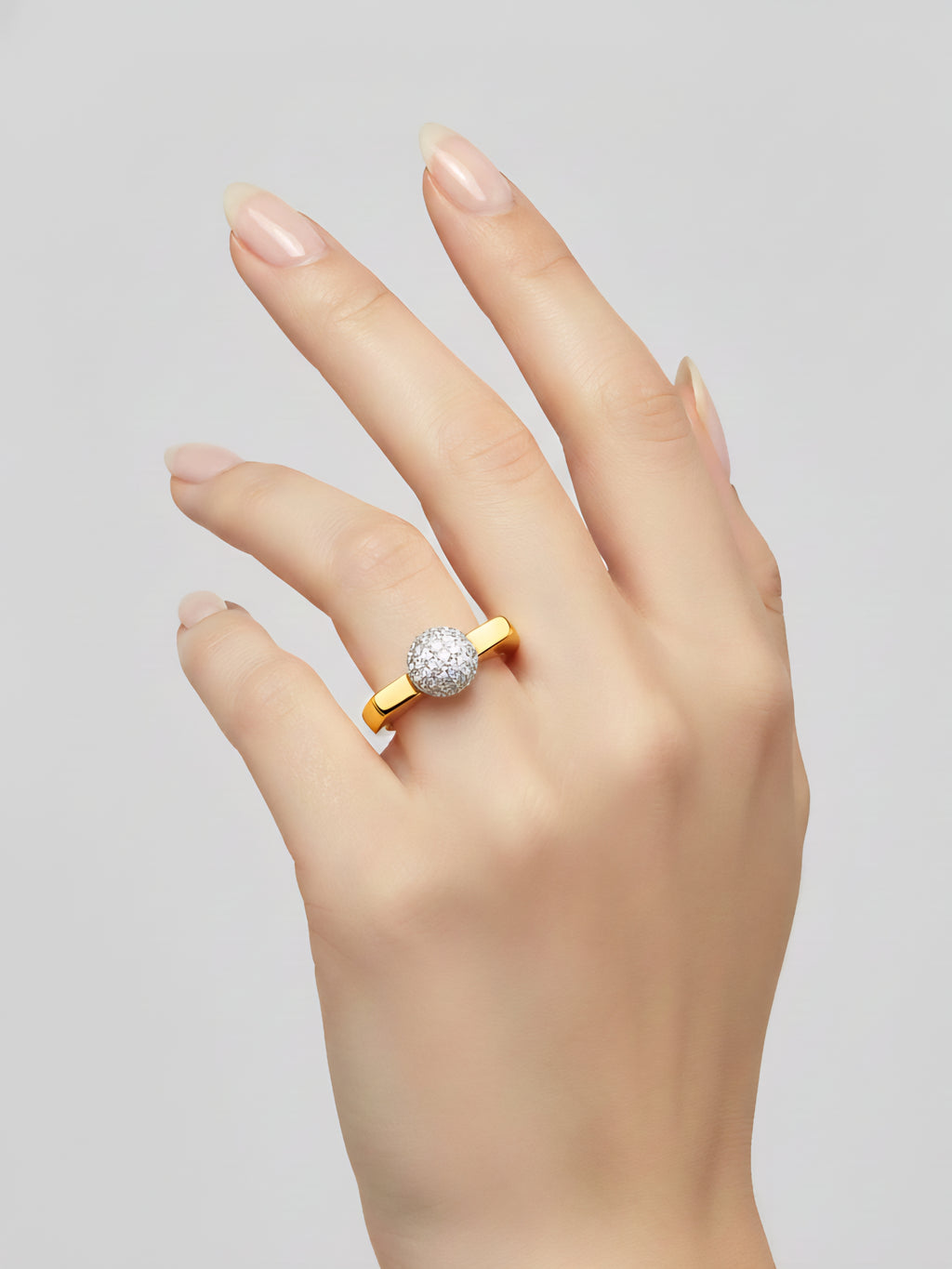 Crystal Sphere Statement Ring - Gold