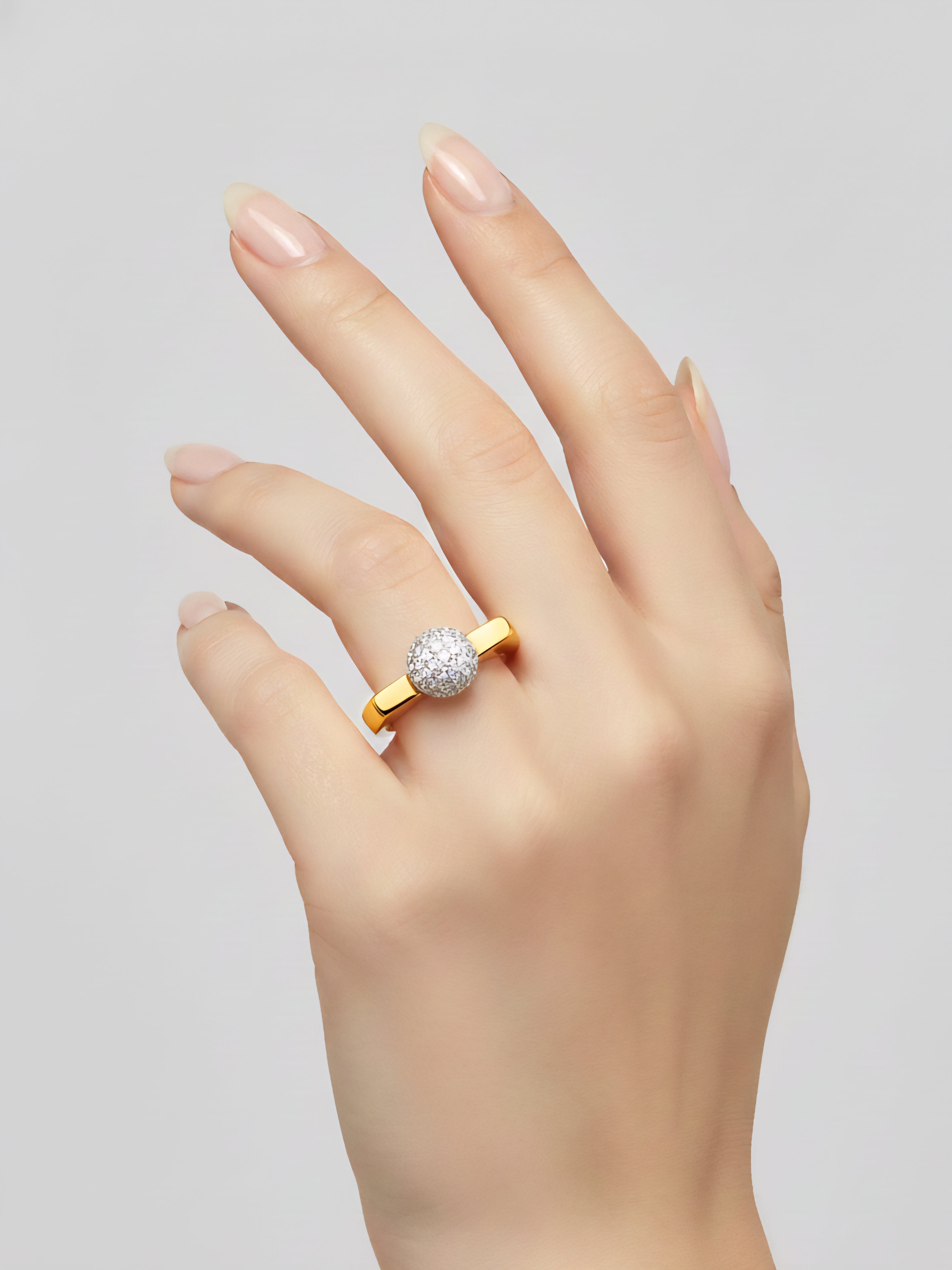 Crystal Sphere Statement Ring - Gold