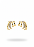 Triple Hoop Crystal Ear Climber Earrings - Gold