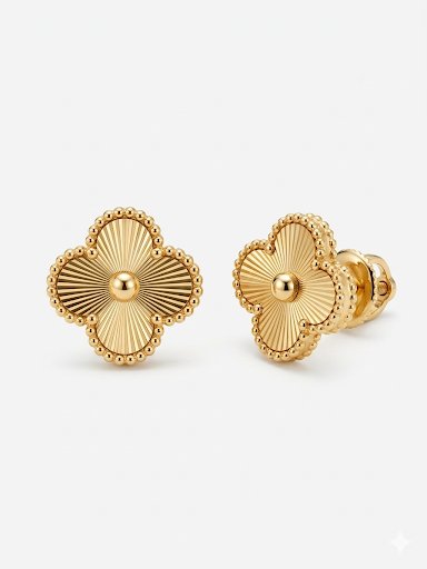 Clover Motif Stud Earrings