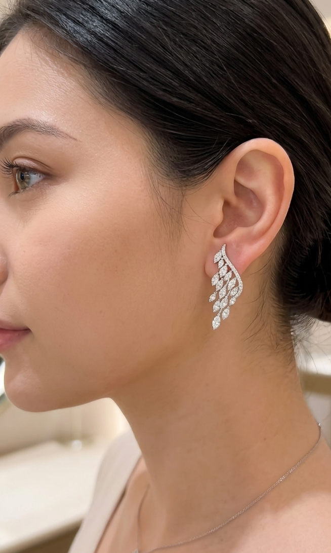 Crystal Wing Drop Earrings