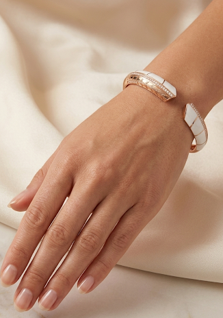 Rose Gold White Enamel Cuff Bracelet