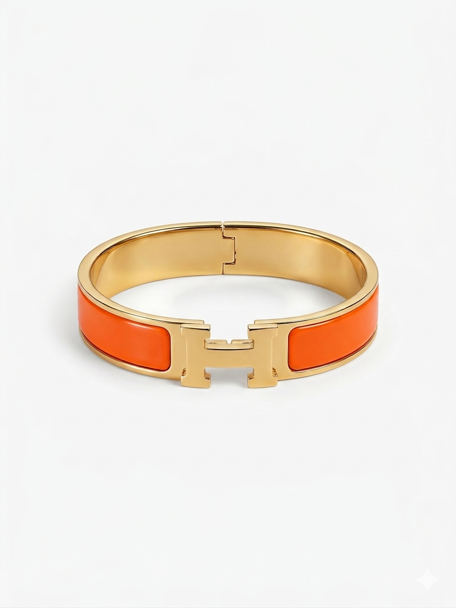 H-Clasp Enamel Cuff Bracelet