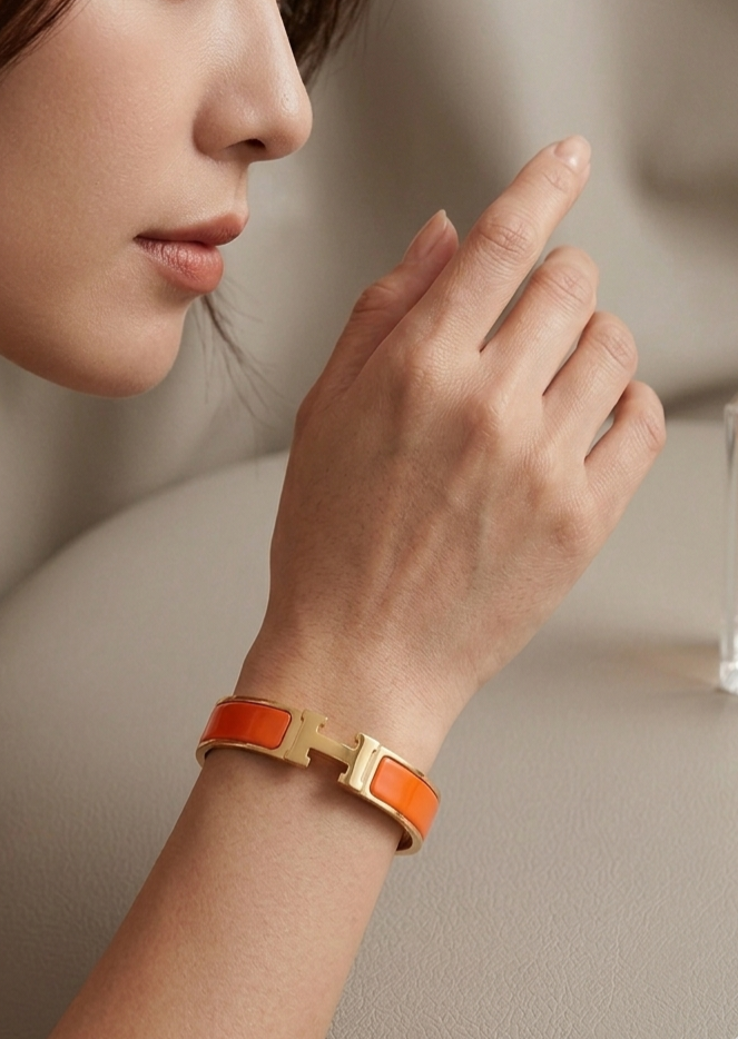 H-Clasp Enamel Cuff Bracelet
