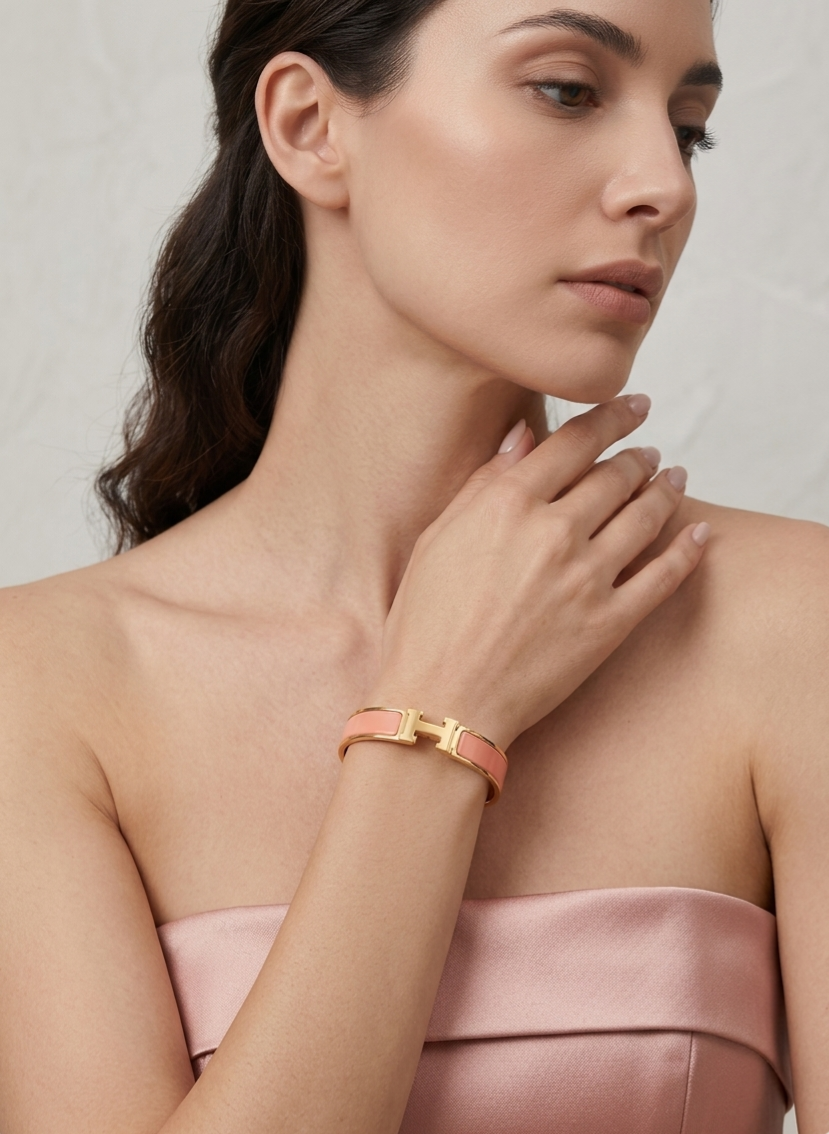 H-Clasp Enamel Cuff Bracelet