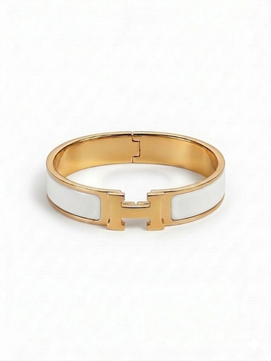 H-Clasp Enamel Cuff Bracelet