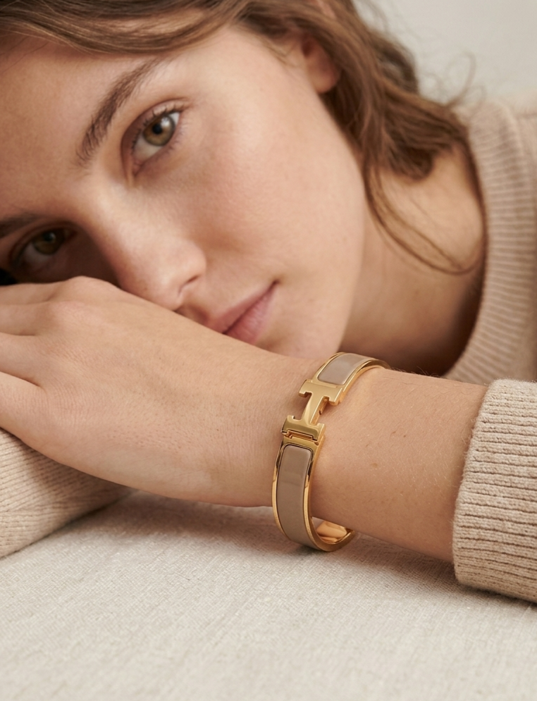 H-Clasp Enamel Cuff Bracelet