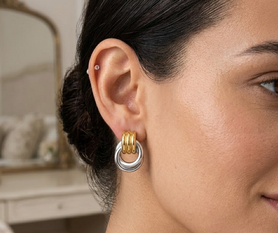 Two-Tone Knot Drop Earrings