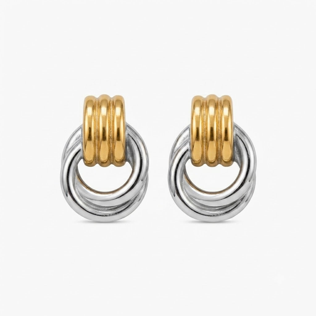 Two-Tone Knot Drop Earrings