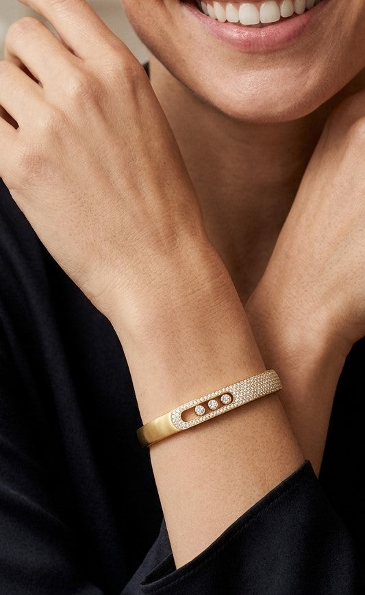 Floating Diamond Pavé Bangle Bracelet