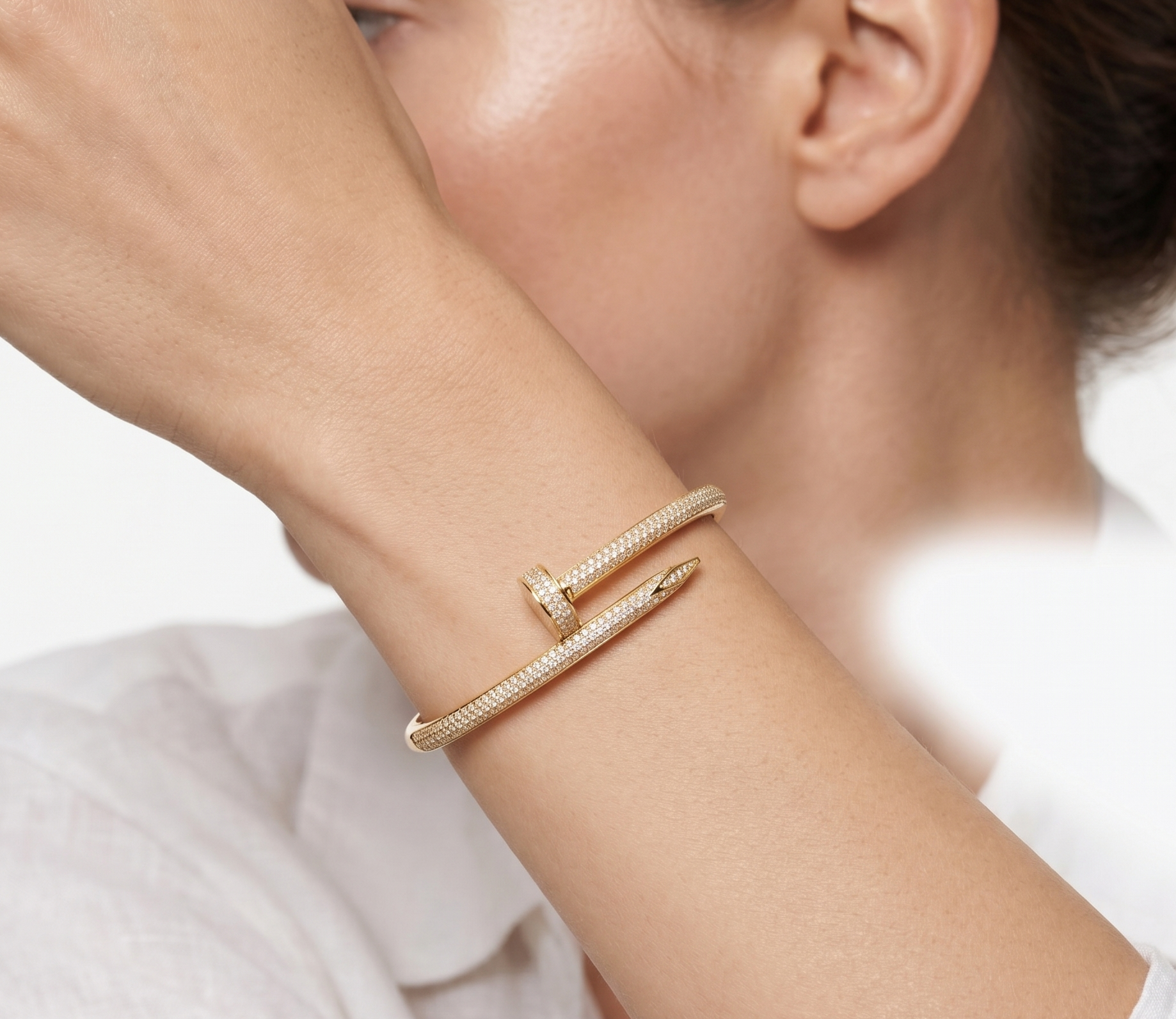 Pavé Nail Bypass Bangle Bracelet