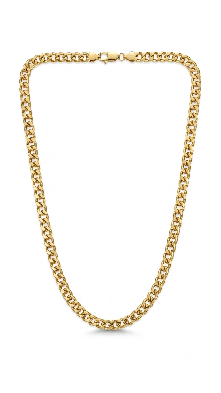 Gold Cuban Curb Chain Necklace