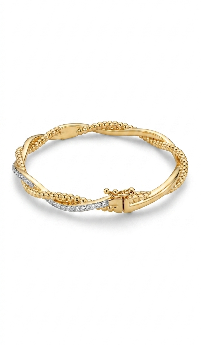 Twisted Beaded Pavé Bangle Bracelet