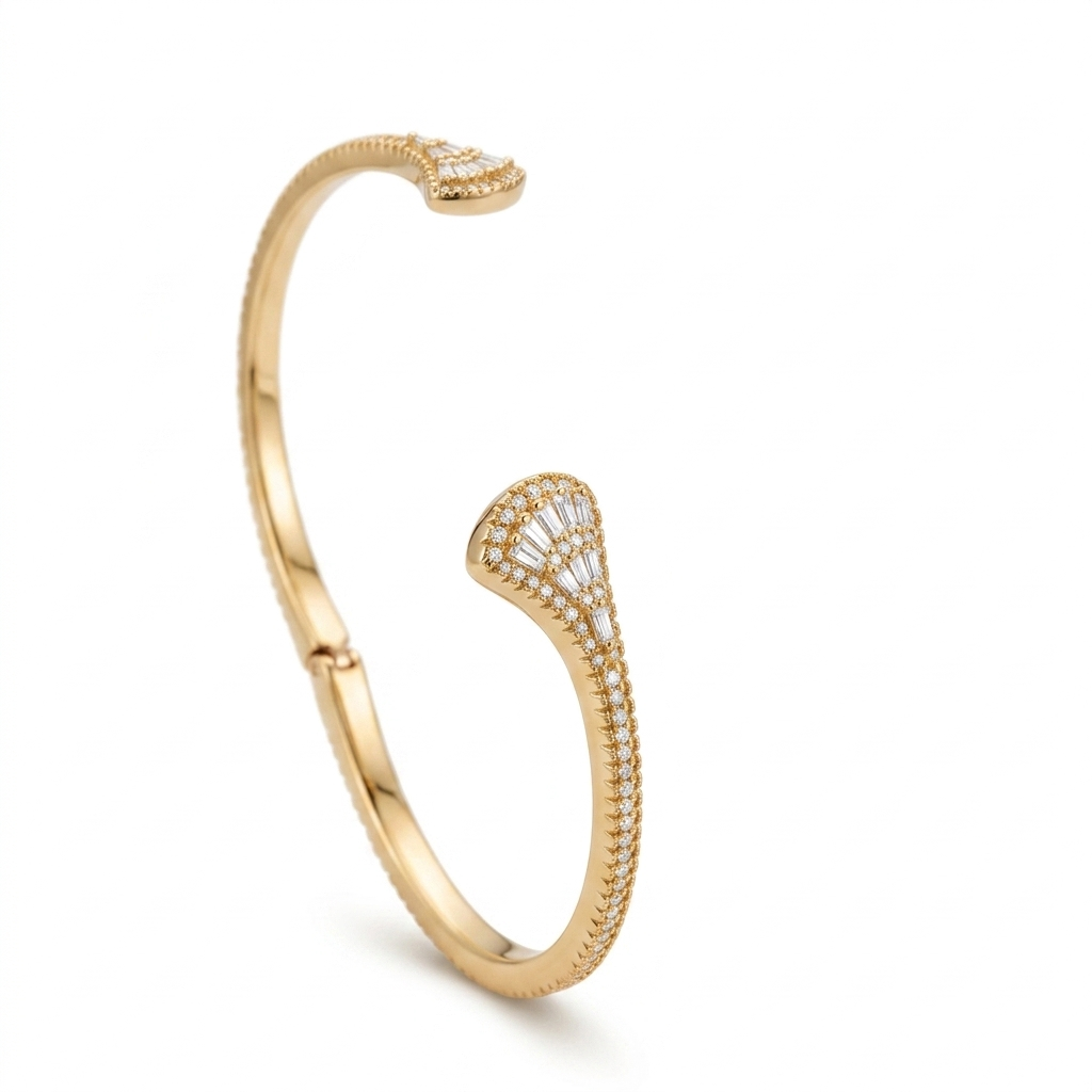 Gold Fan Baguette Bracelet