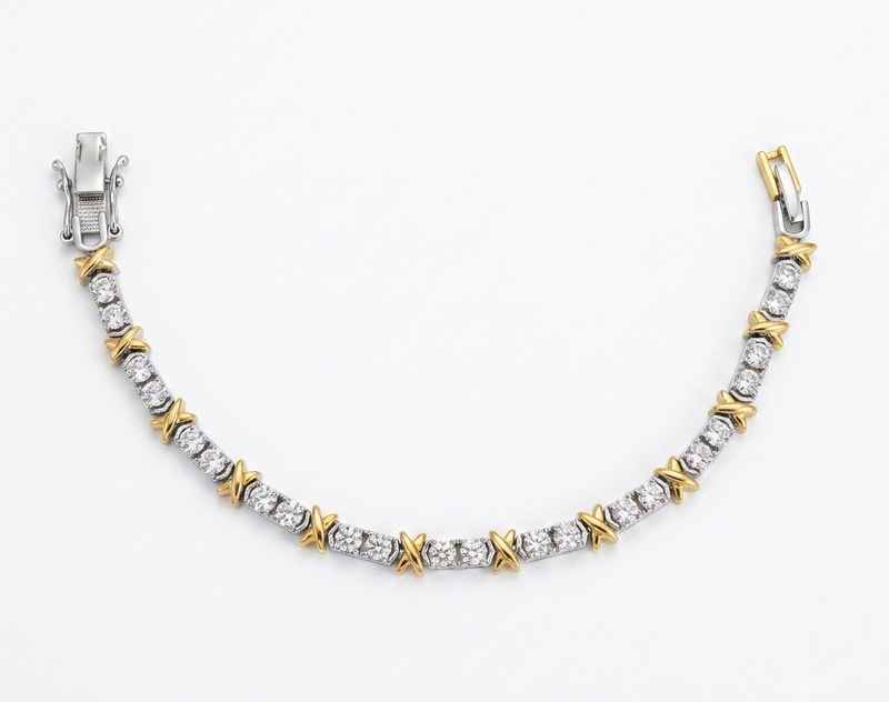 Gold & Silver X-Link Tennis Bracelet