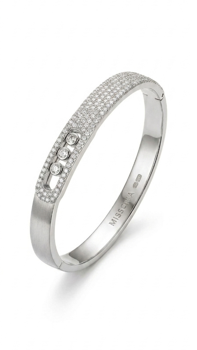Floating Diamond Pavé Bangle Bracelet