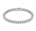 Silver square halo tennis bracelet flat lay on white background