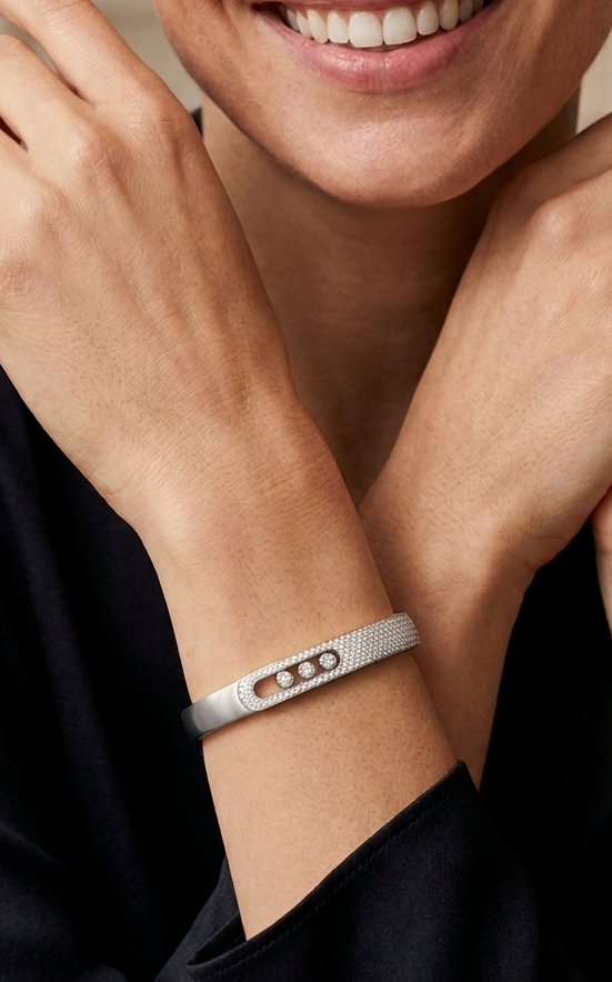 Floating Diamond Pavé Bangle Bracelet