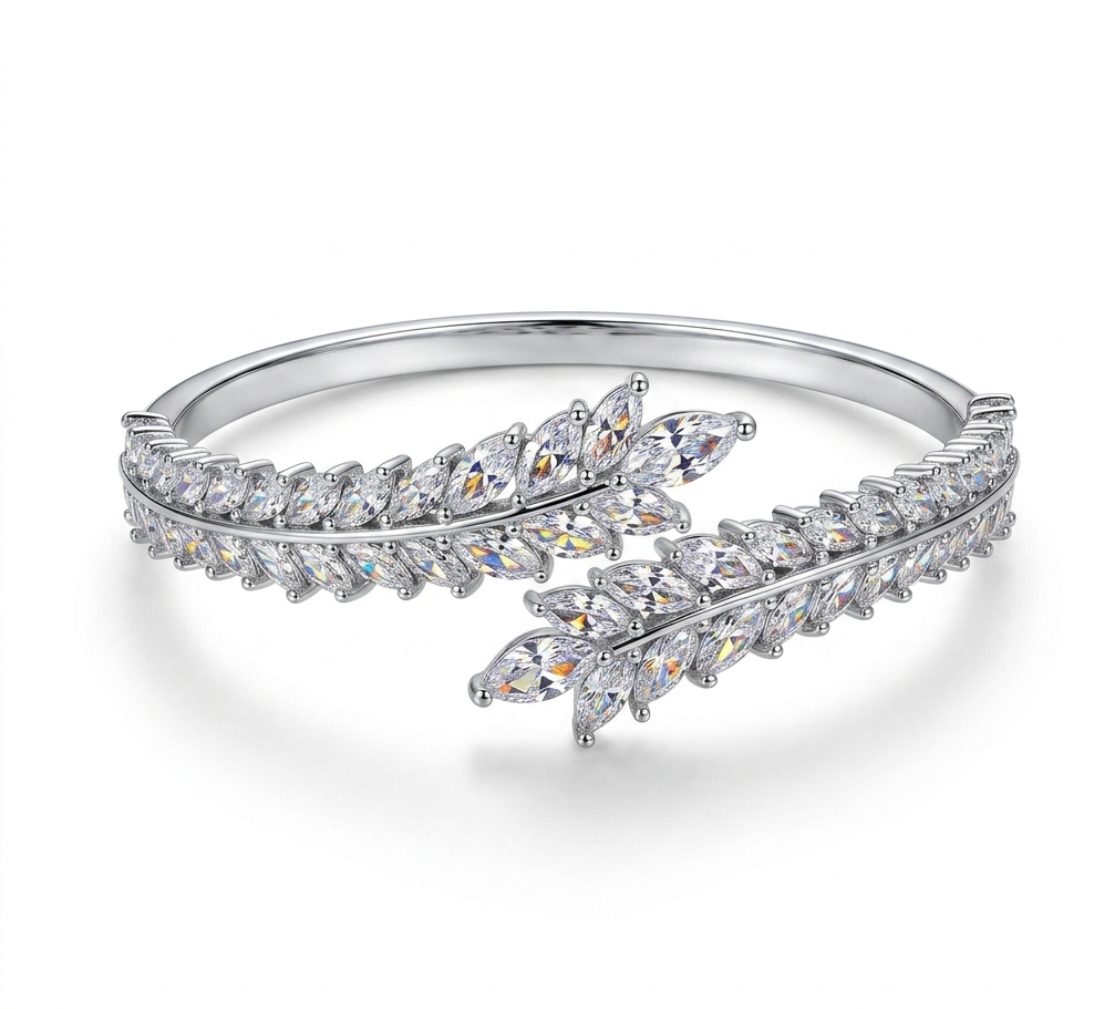 Crystal Leaf Cuff Bracelet