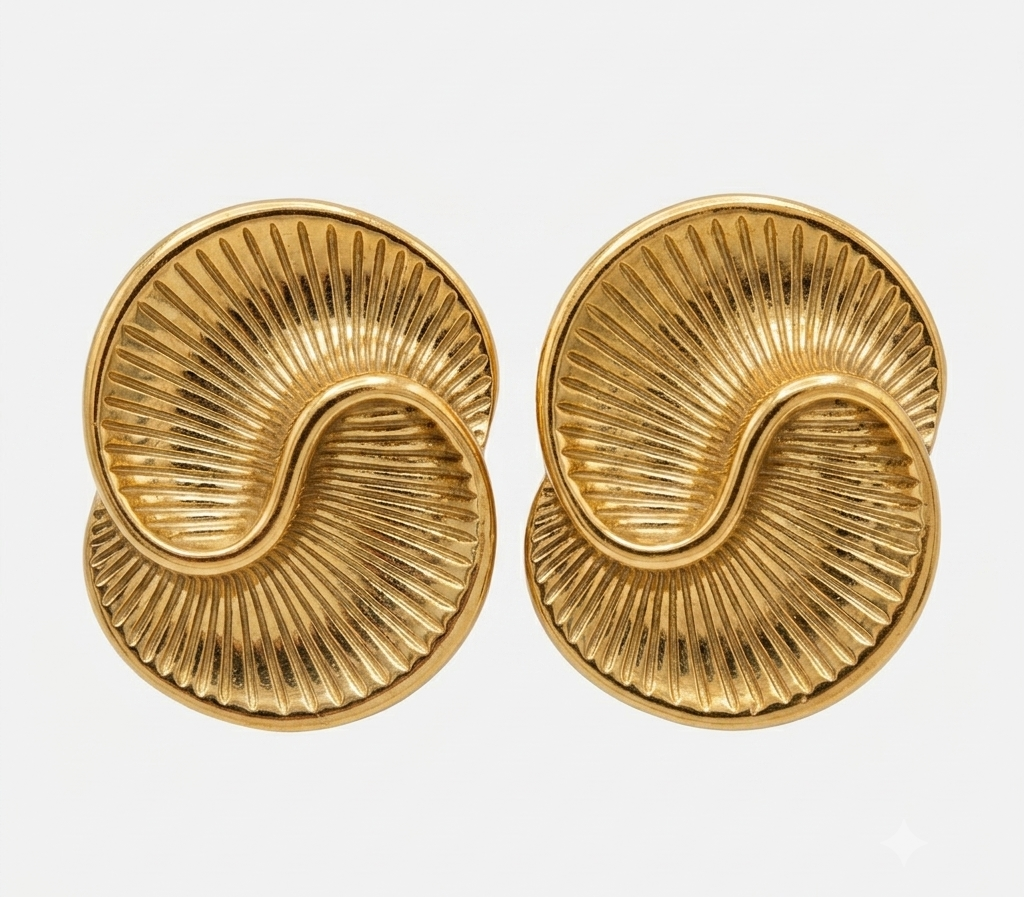 Gold Sunburst Swirl Earrings