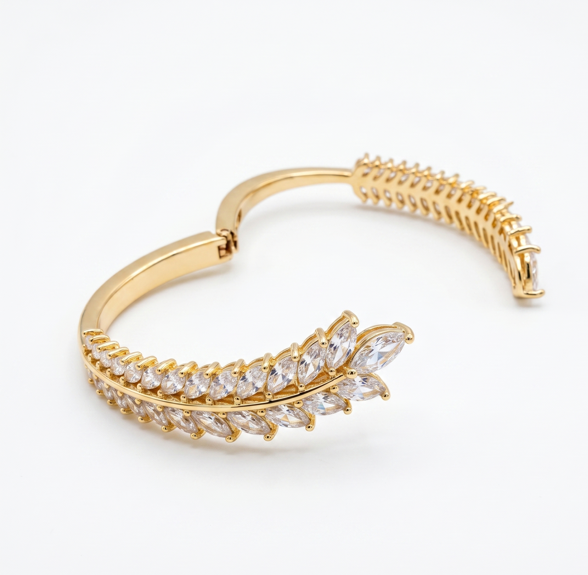 Crystal Leaf Cuff Bracelet