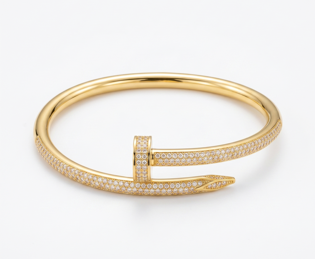 Pavé Nail Bypass Bangle Bracelet
