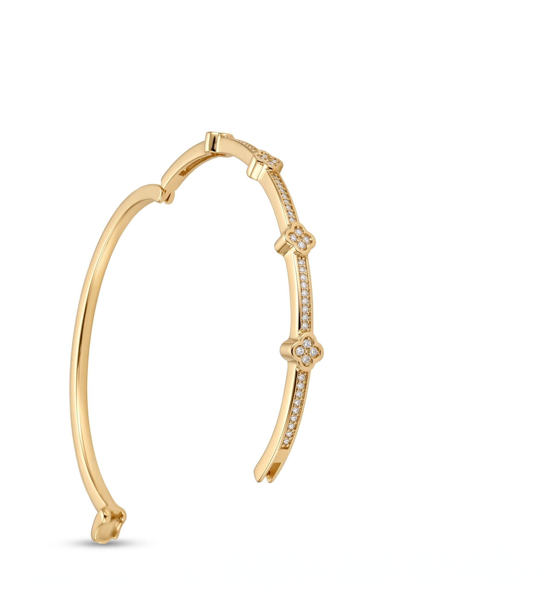 Crystal Clover Bangle Bracelet
