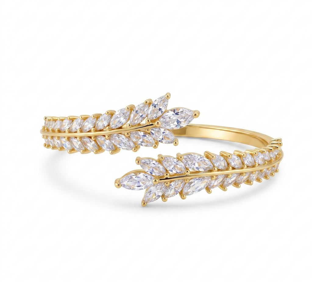 Crystal Leaf Cuff Bracelet
