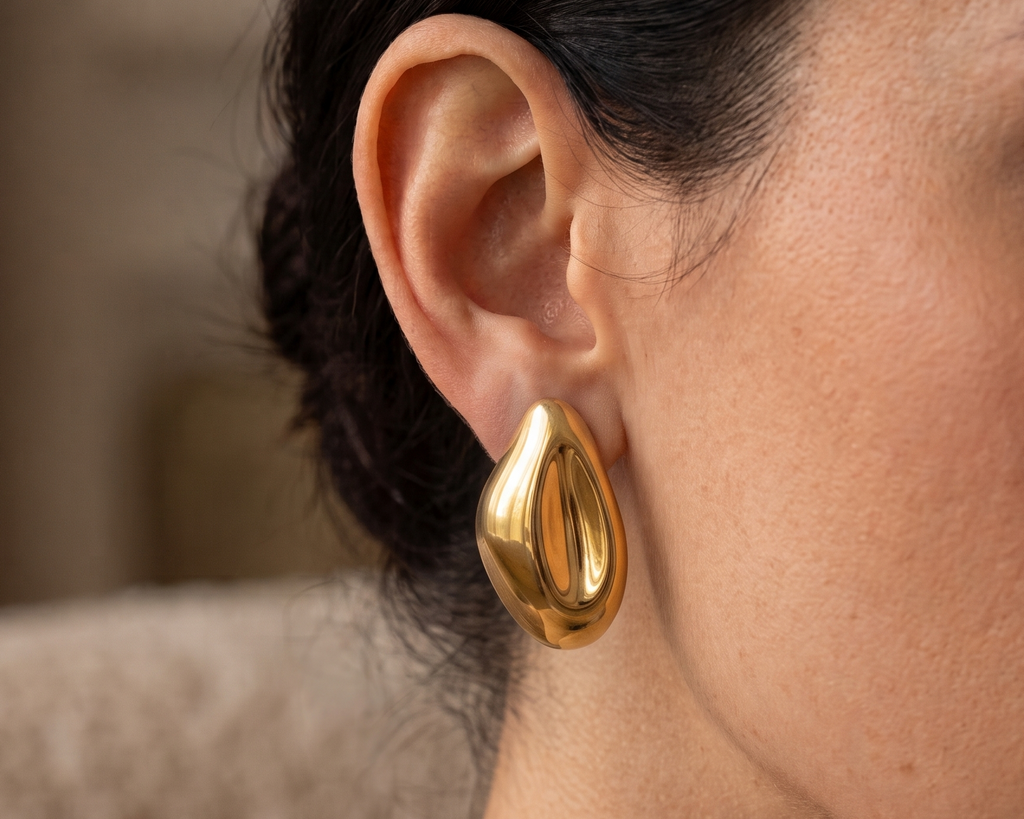 Gold Sculptural Dome Earrings