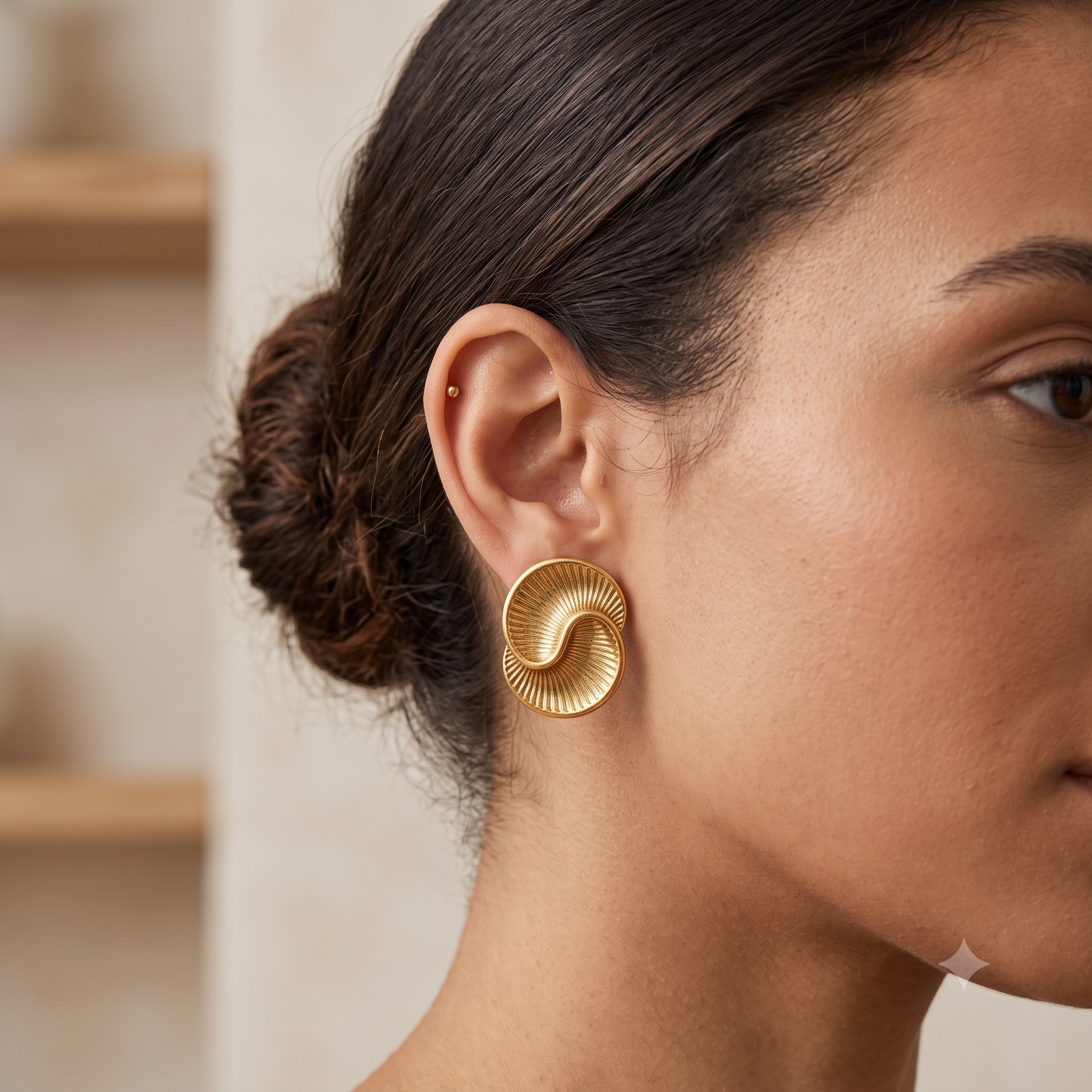 Gold Sunburst Swirl Earrings