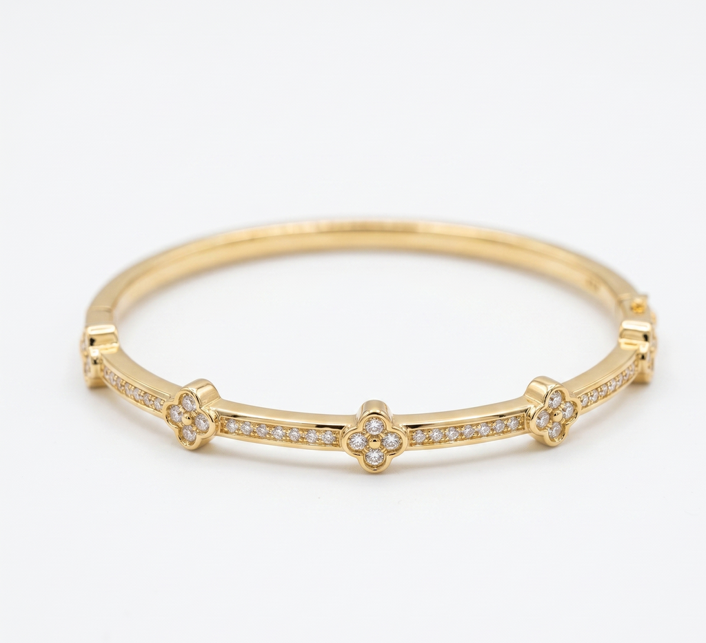 Crystal Clover Bangle Bracelet