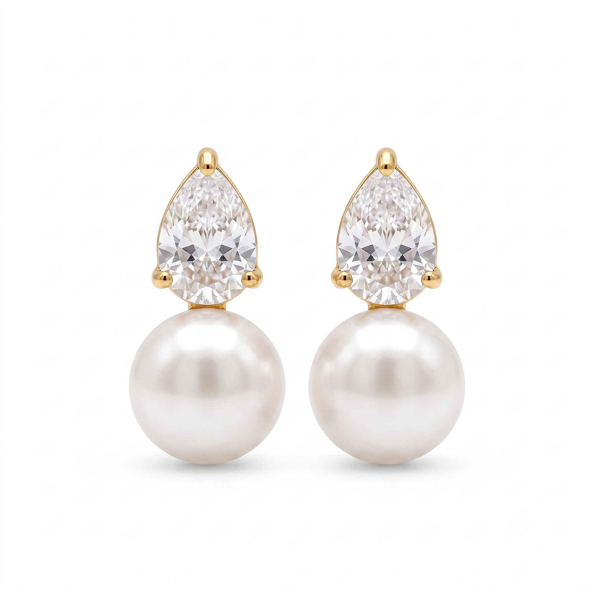 Pear crystal and pearl drop earrings product shot