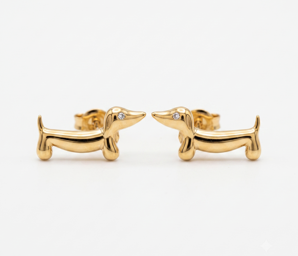 Gold Dachshund Stud Earrings