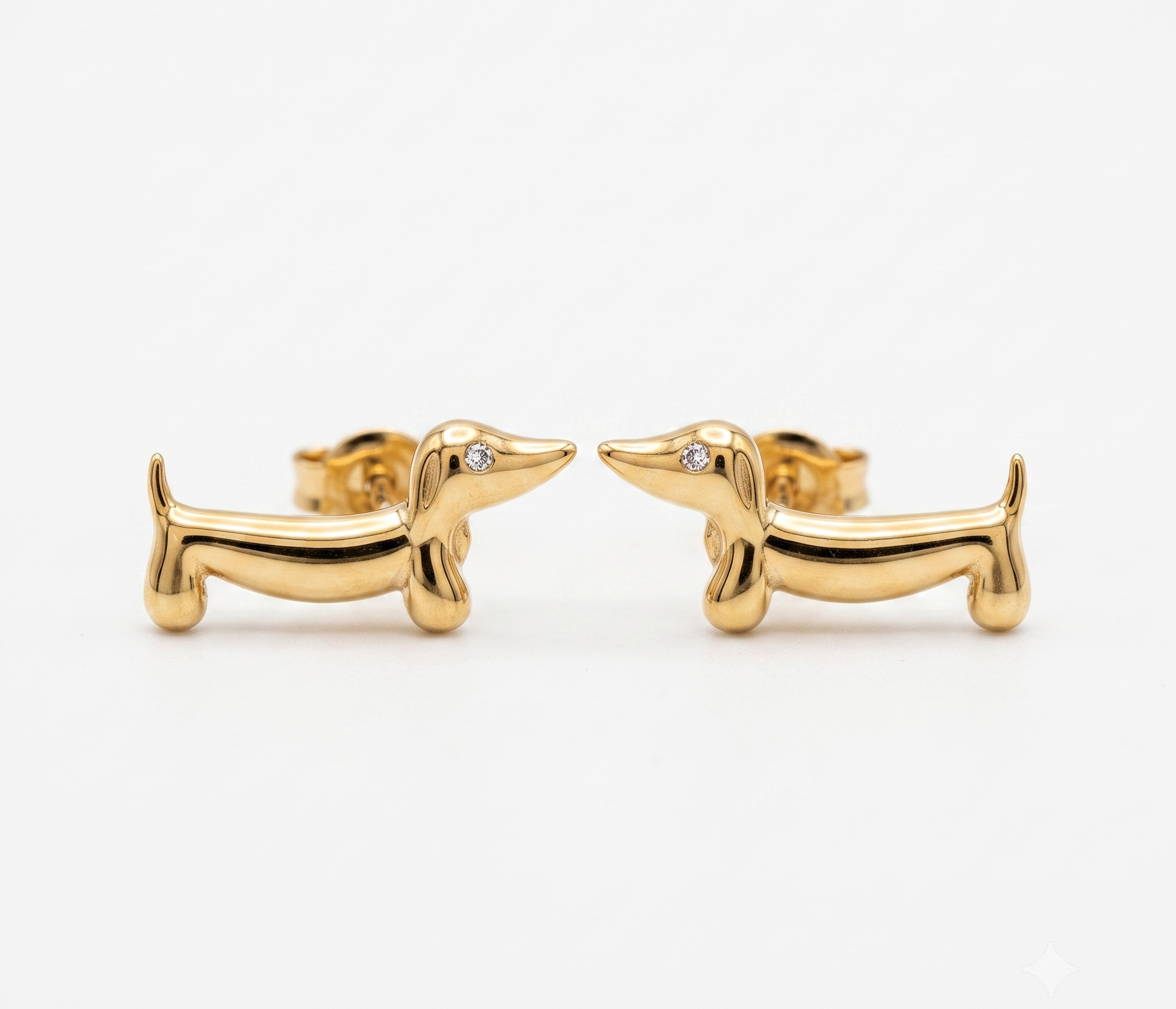 Gold Dachshund Stud Earrings