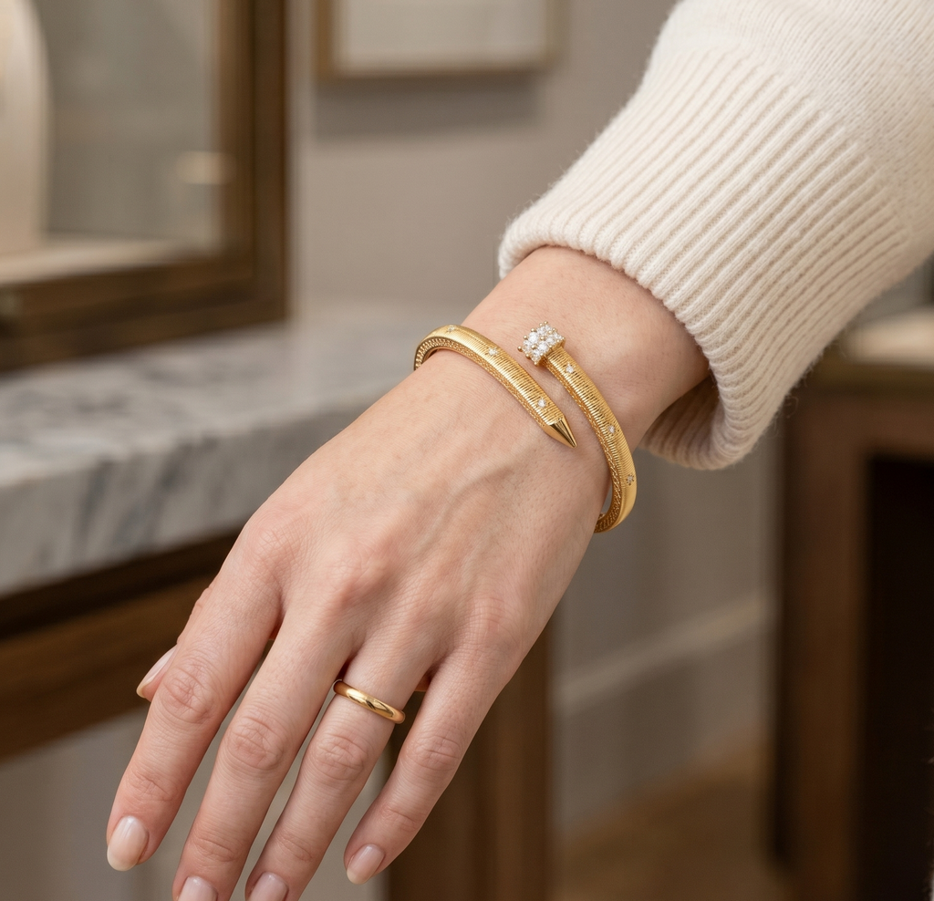 Star Nail Cuff Bangle Bracelet