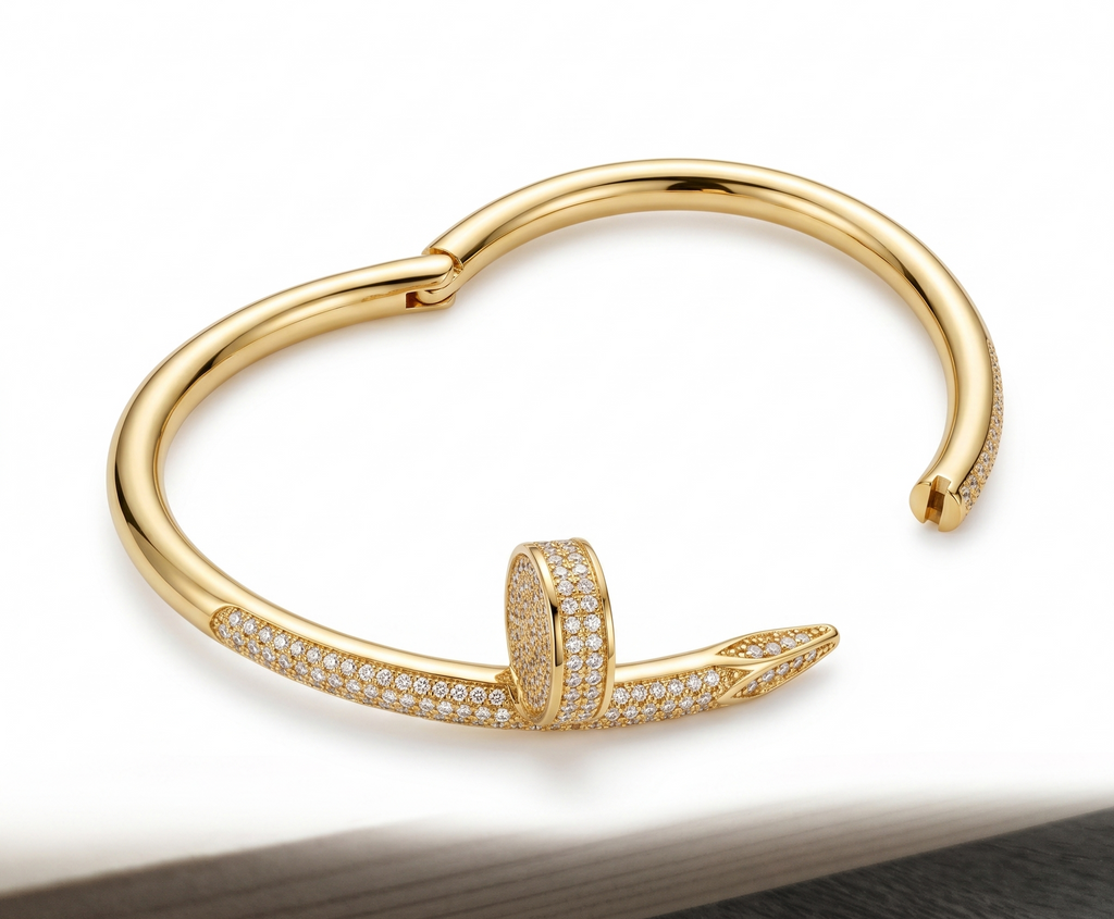 Pavé Nail Bypass Bangle Bracelet