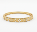 Floral Crystal Ribbed Bangle Bracelet
