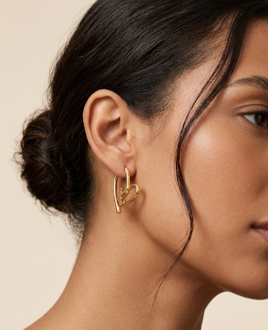 Gold Heart Hoop Earrings